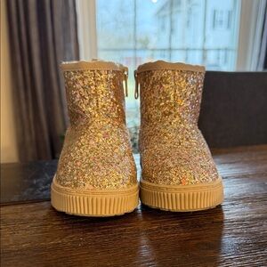 Cat & Jack Glittery Gold Kids Boots